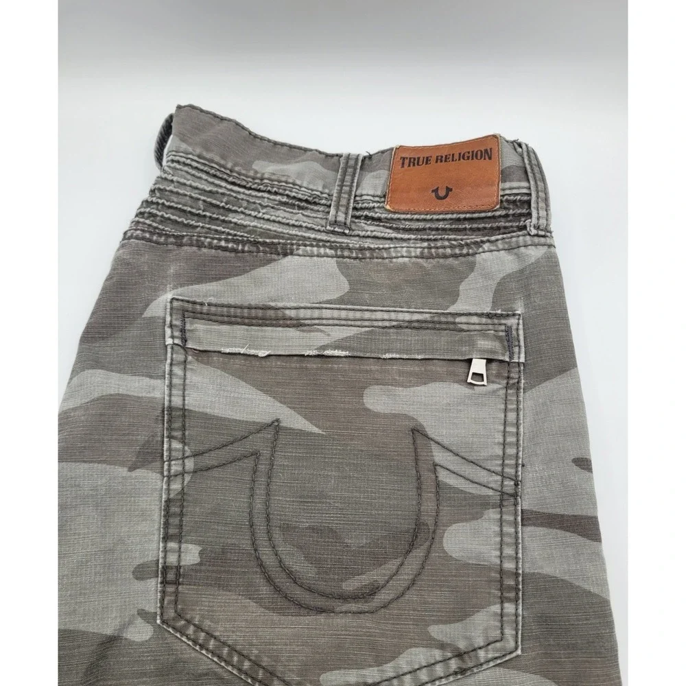 True Religion Geno Moto Pants Mens 44 Camo Ripstop Relaxed Slim Biker Military